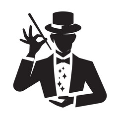 Magician pose silhouette vector illustration