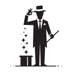 Magician pose silhouette vector illustration