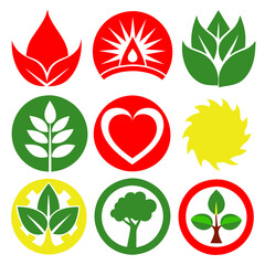 set of icons of nature