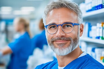Fototapeta premium A pharmacist giving advice and guidance on taking medication to a patient. Generative AI