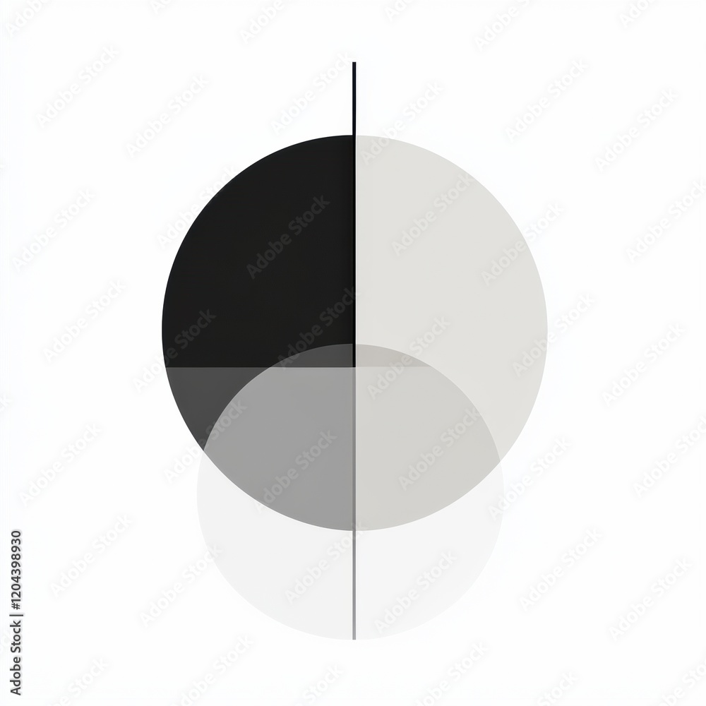 Aufkleber Abstract black and white circles create a minimalist design with overlapping shapes. Generative AI