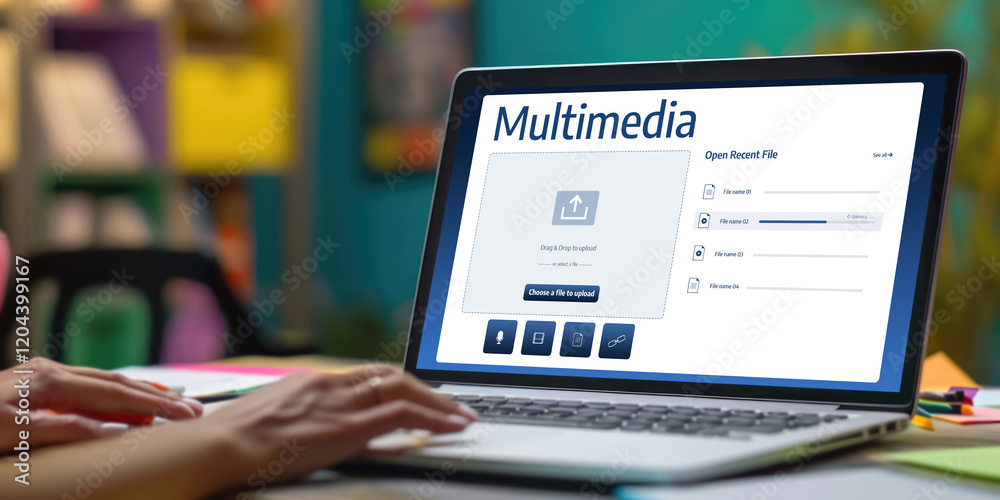 Poster multimedia cloud computing storage for uploading and store files online brisk for internet users and