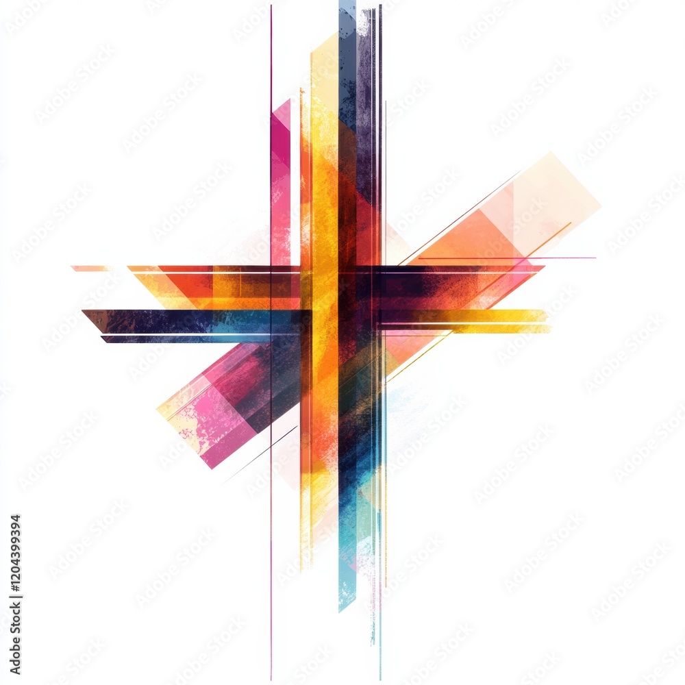 Fototapete colorful abstract design featuring intersecting geometric shapes in vibrant hues with a modern appro
