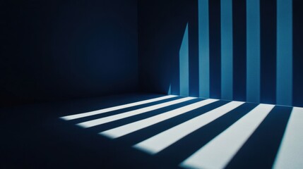 Shadows cast by light create a geometric pattern on the floor
