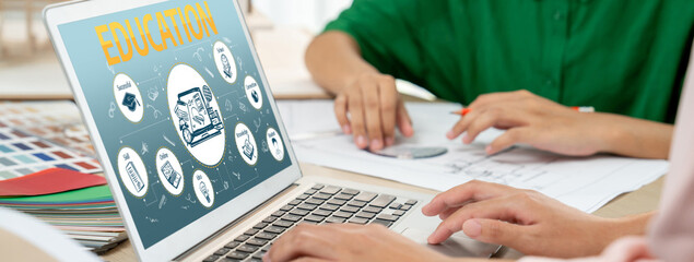 E-learning website with sofware for student to study online on the internet network brisk