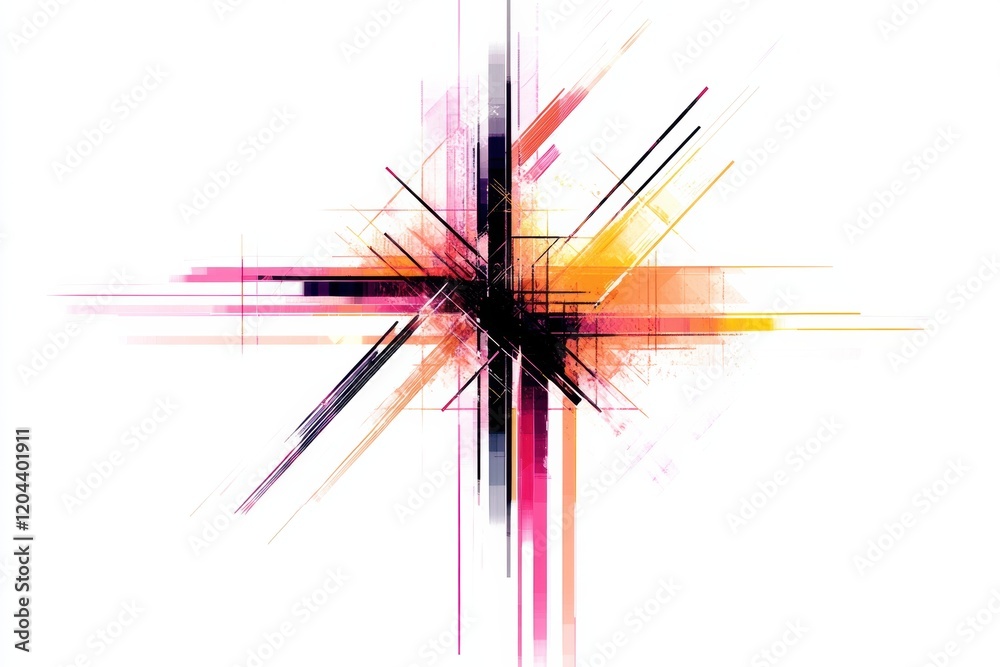 Aufkleber Abstract colorful star shape design with dynamic lines and vibrant colors for modern art enthusiasts. Generative AI