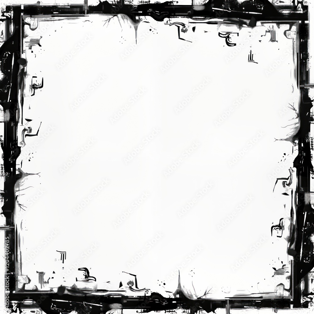Aufkleber grunge frame design with distressed edges. abstract black, white decorative frame. suitable for vari