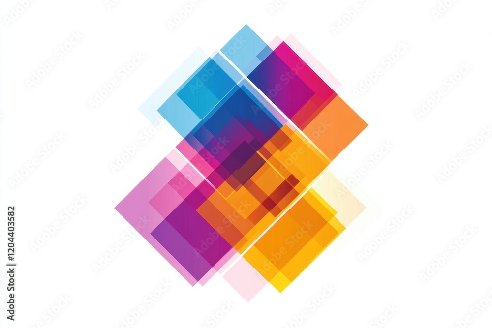 Poster Colorful geometric shapes create dynamic visual patterns in abstract design. Generative AI