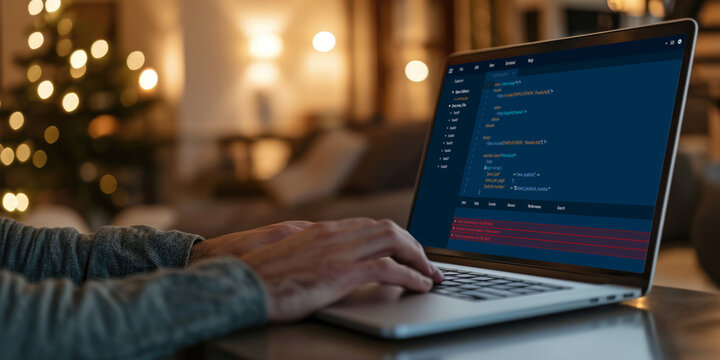 Software development programming on computer screen for brisk application and program coding