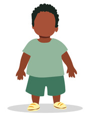 Vector illustration of a young boy standing confidently in casual summer attire against a minimal background