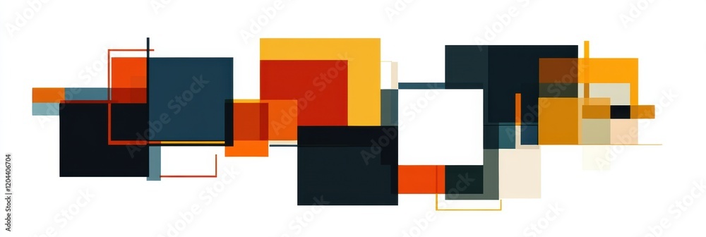 Poster Modern abstract artwork with geometric shapes and vibrant colors displayed on a white background. Generative AI