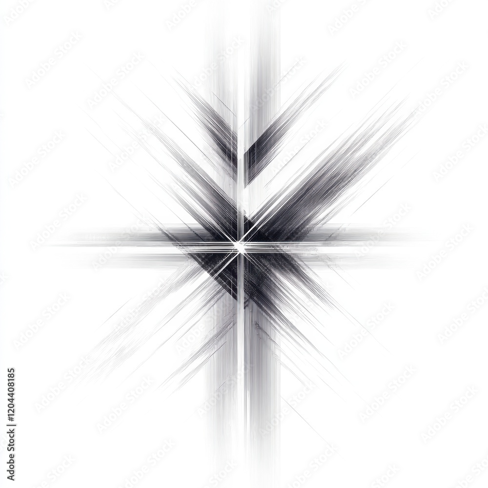 Poster Abstract design featuring dynamic lines and shapes in monochrome on a white background. Generative AI