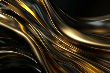 Golden silk waves in motion. Neural network AI generated