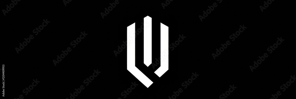 Poster modern logo design featuring geometric shapes on a solid black background reflecting creativity and 