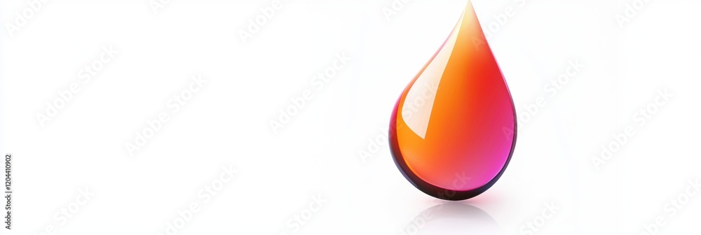 Poster bright colored water droplet with gradient shades reflects light in artistic style. generative ai
