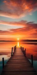 Fototapeta premium Golden Sunset Over a Tranquil Dock 