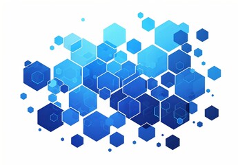 Blue Hexagon Network Illustration on White Background