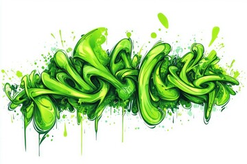 Vivid green graffiti with dynamic flowing style. Neural network AI generated