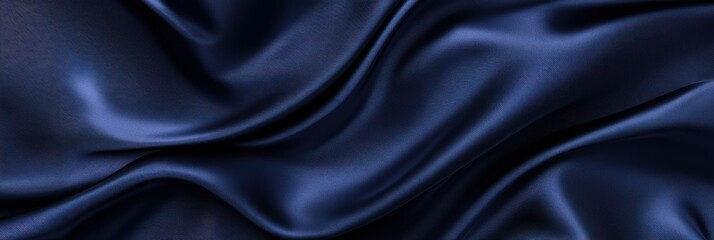 Fototapeta premium luxurious dark blue silk fabric with soft waves creating elegant texture. fabric background perfect for fashion design, textile industry, wallpaper, product photography.