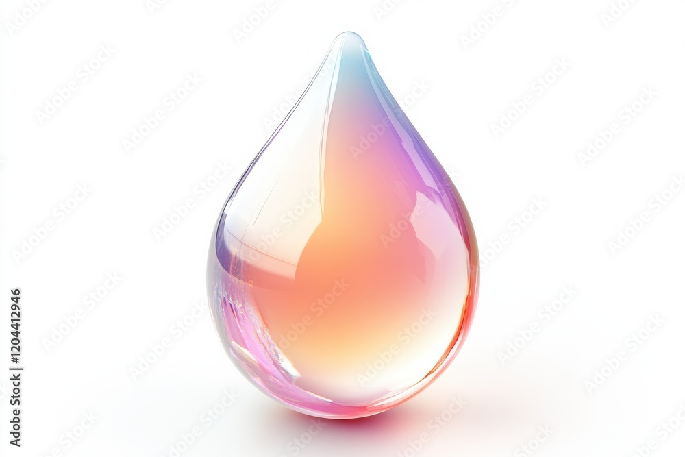 Aufkleber colorful transparent water droplet reflecting light with a gradient effect. generative ai