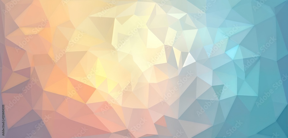 Leinwandbilder Abstract geometric background with low poly style. Triangle shapes create soft gradient color effect from light blue, gray to light yellow, pink. Colorful mosaic pattern. Futuristic, modern design