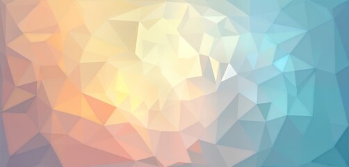 Obraz premium Abstract geometric background with low poly style. Triangle shapes create soft gradient color effect from light blue, gray to light yellow, pink. Colorful mosaic pattern. Futuristic, modern design