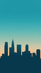 Obraz premium Stylized Cityscape Vector Illustration On A Bold Color Background, Colorful Details, Skyline With Buildings With Subtle Lighting And Shadow Effects And A Dynamic Composition Ideal For Urban Themes