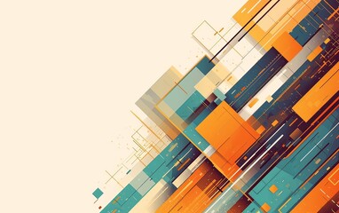 Vibrant Geometric Background with Colorful Shapes and White Space for Text, Abstract Design, Dynamic and Energetic, Ideal for Digital Marketing Banners