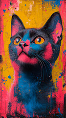 Contemplator of the colorful chaos. Pop art illustration.