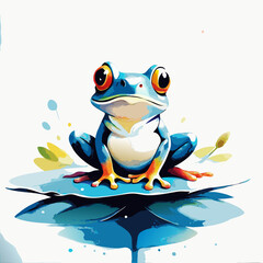 frog on a blue background