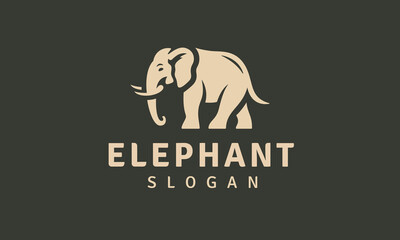 Vector Silhouette of Walking African Elephant Logo Design