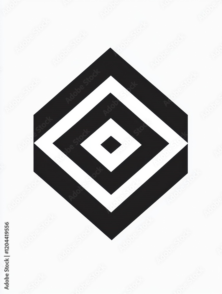 Leinwandbilder geometric black and white design featuring concentric shapes and a central square located on a plain
