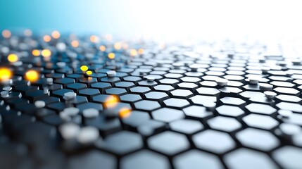 Obraz premium Abstract Hexagon Network Glowing Brightly. AI Generated