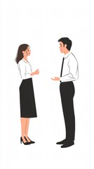 Elegant minimalist illustration of business people in conversation, perfect for corporate websites, presentations, or social media.