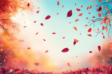 Beautiful autumn landscape with Colorful foliage in the park. Falling leaves natural background