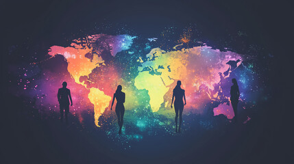 abstract professional business team people innovation connection of line from nail node to node on map background , networking concept