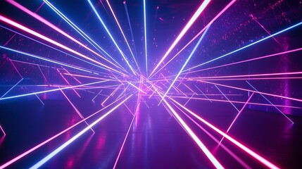 Naklejka premium A glowing network vibrant laser lines crossing dynamically on a dark background symbolizing futuristic technology