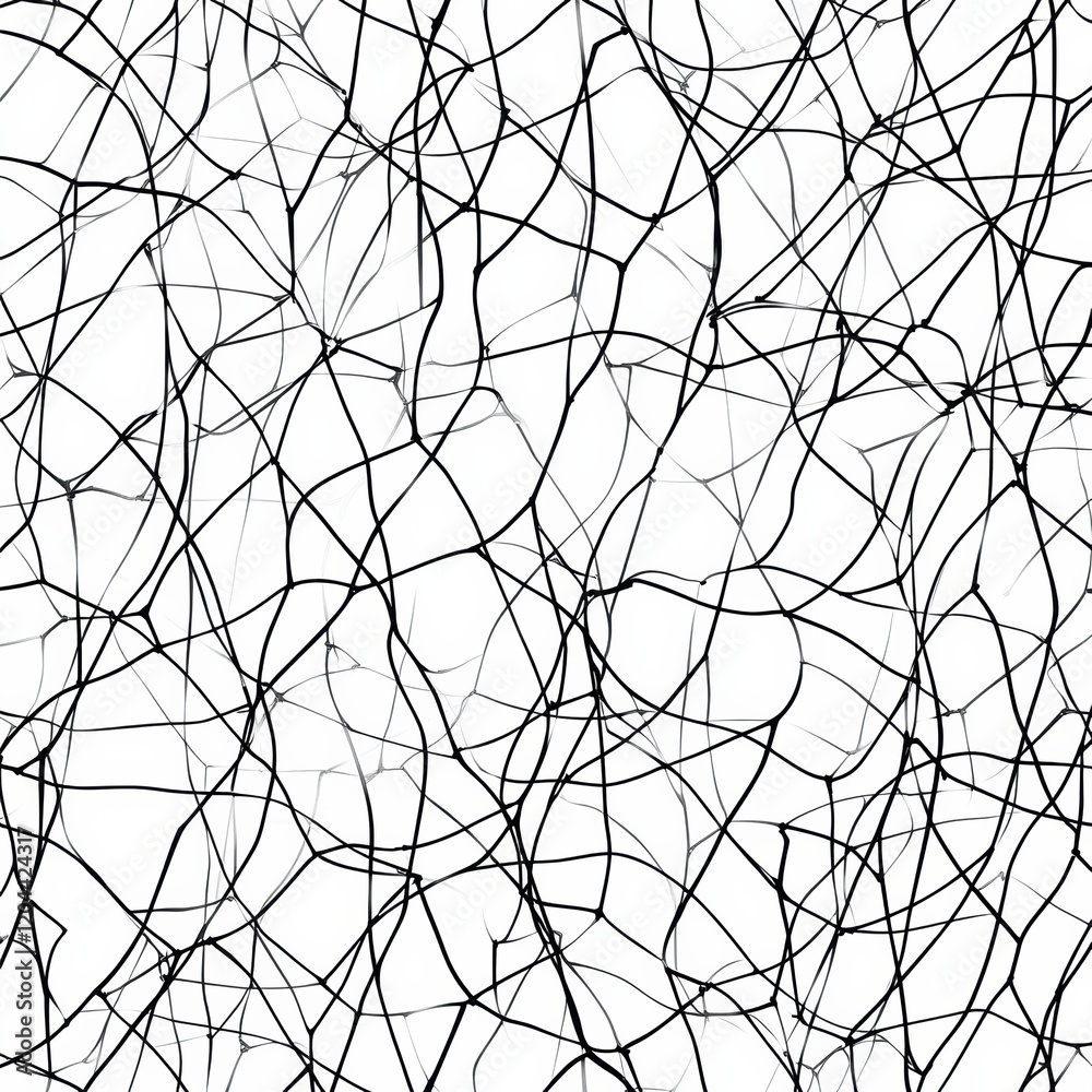 Fototapete Circular pattern of intertwined black lines creating an abstract design on a white background showcasing interaction of shapes. Generative AI