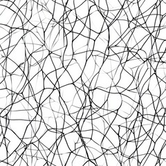 Obraz premium Circular pattern of intertwined black lines creating an abstract design on a white background showcasing interaction of shapes. Generative AI