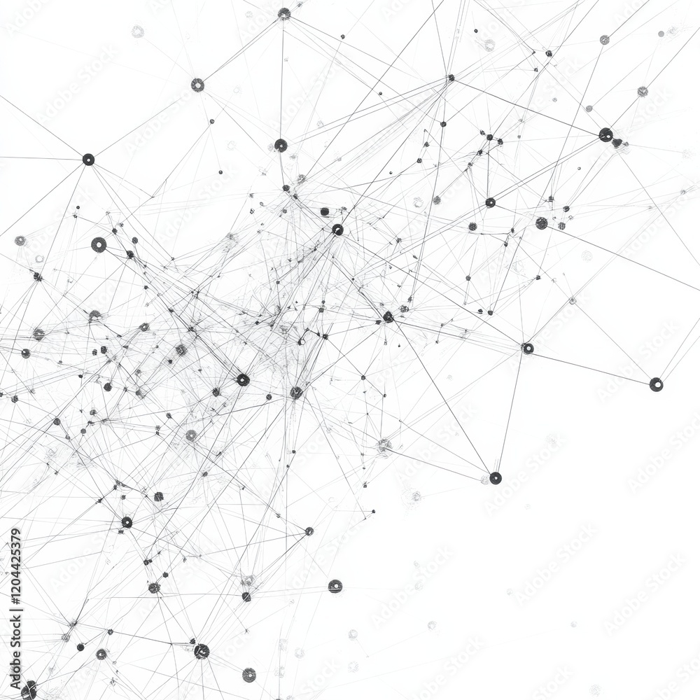 Poster Visual representation of interconnected data points in a complex network structure illustrating advanced analytics concepts. Generative AI