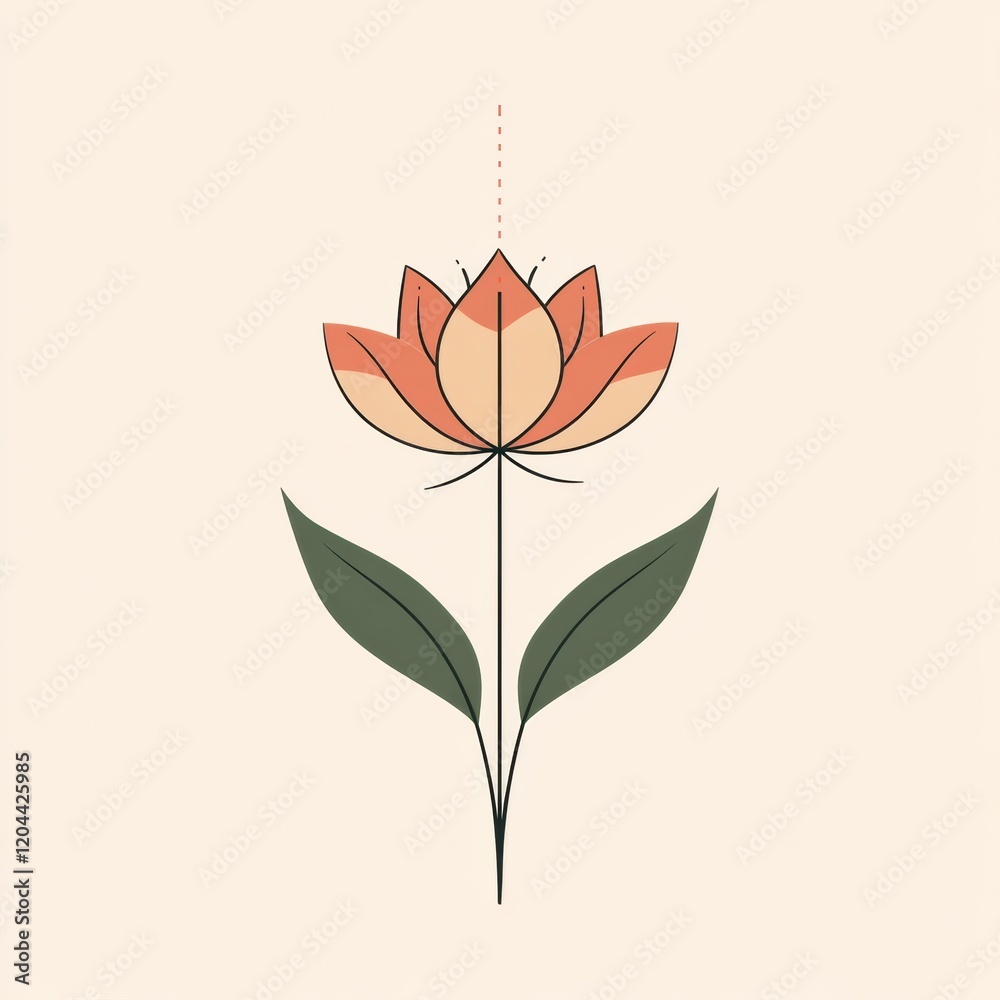 Aufkleber beautiful abstract flower design with warm colors and minimalist style on a light background. genera