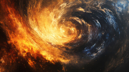 Swirling vortex of colorful stellar material in space , astrophysical event, cosmic dust storm. Cosmic Storm. Illustration