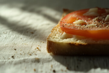 Macro Textures of Tomato Garlic Bruschetta