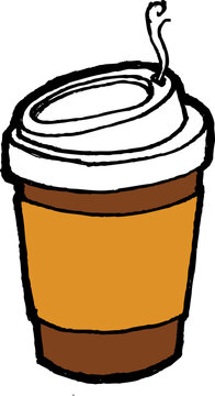 Coffee Cup with Lid Hand Drawn Vector
