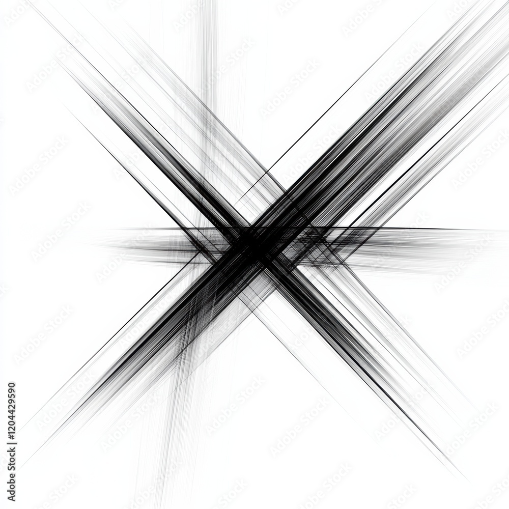 Aufkleber abstract black and white lines create dynamic intersecting patterns on a minimalist background with 