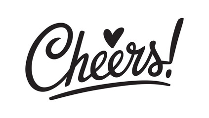Handwritten cheers . white background black drawing