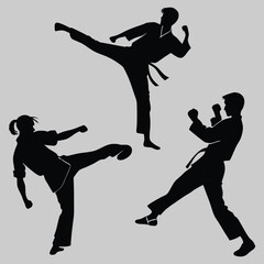  martial arts silhouette vector design art and illustration