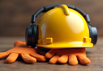 helmet and headphones