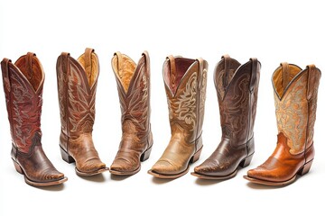 Set of western cowboy boots isolated on a white background