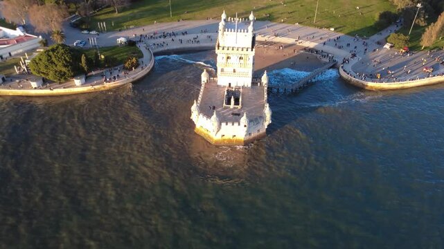 torre belem lisboa, rio tejo vista drone